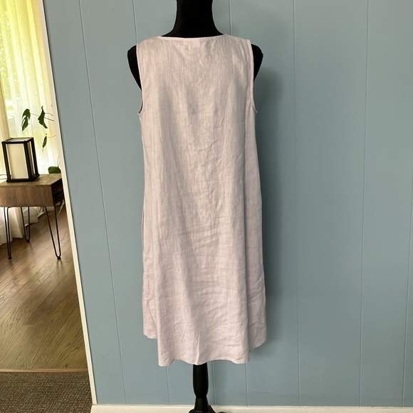J Jill LoveLinen M Pastel V-neck Sleeveless Shift Dress Knee Length Lightweight - Picture 8 of 10